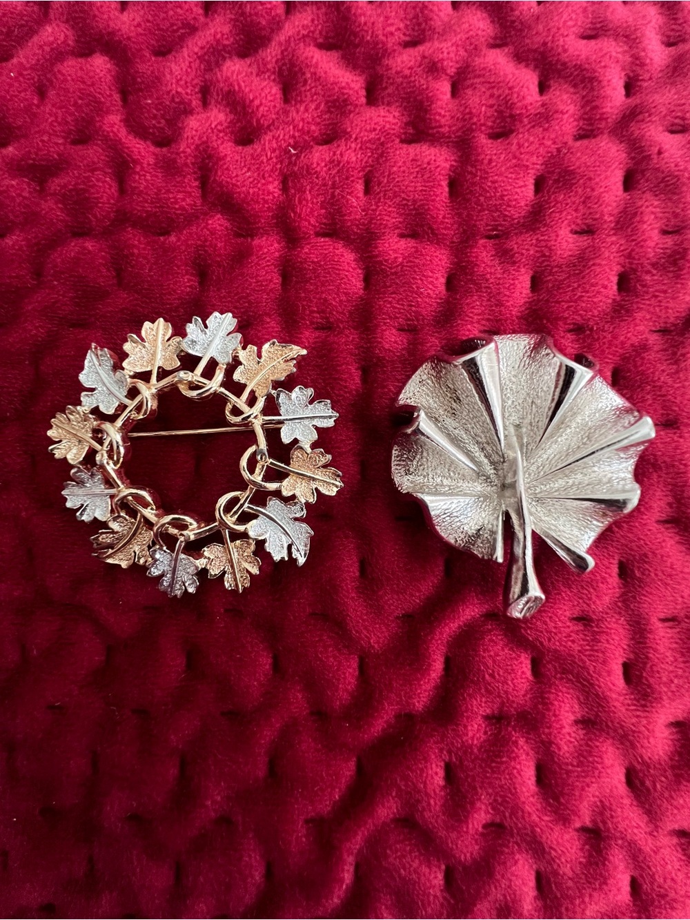 Vintage Sarah Cov Leaf Motif Brooch Duo Set